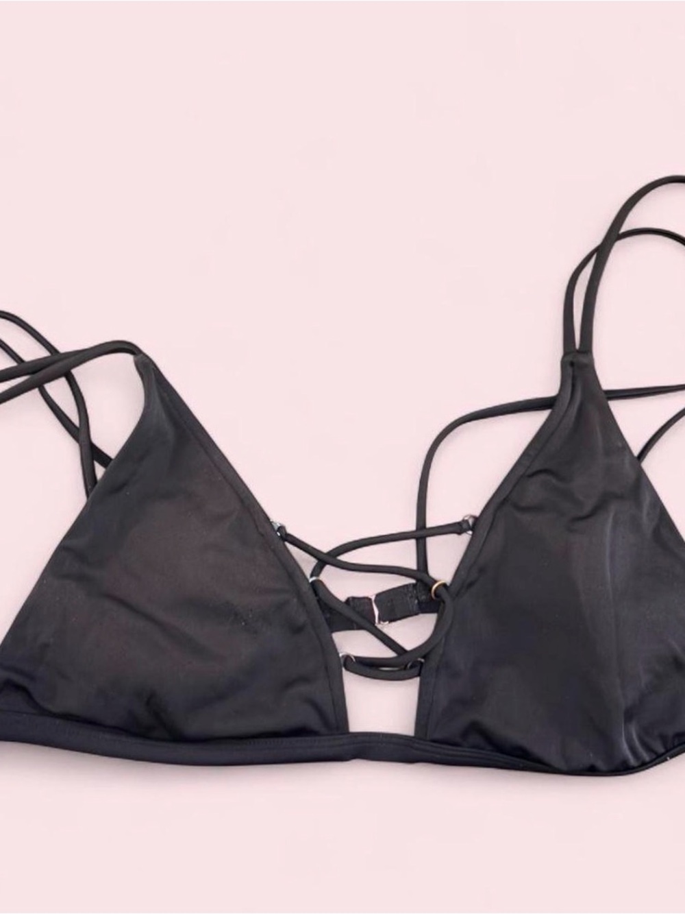 Black Strappy Triangle Bralette - Women Intimates